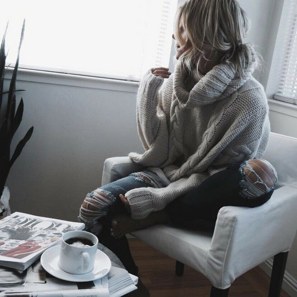 FLASH SALE!  Cable Knit Turtleneck Cozy Sweater - Picture 2 of 9